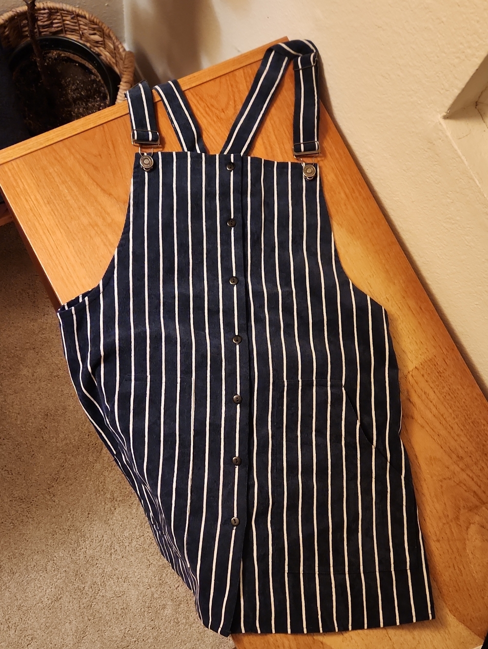 Signature8 Navy and White Striped Button-Front One-Piece